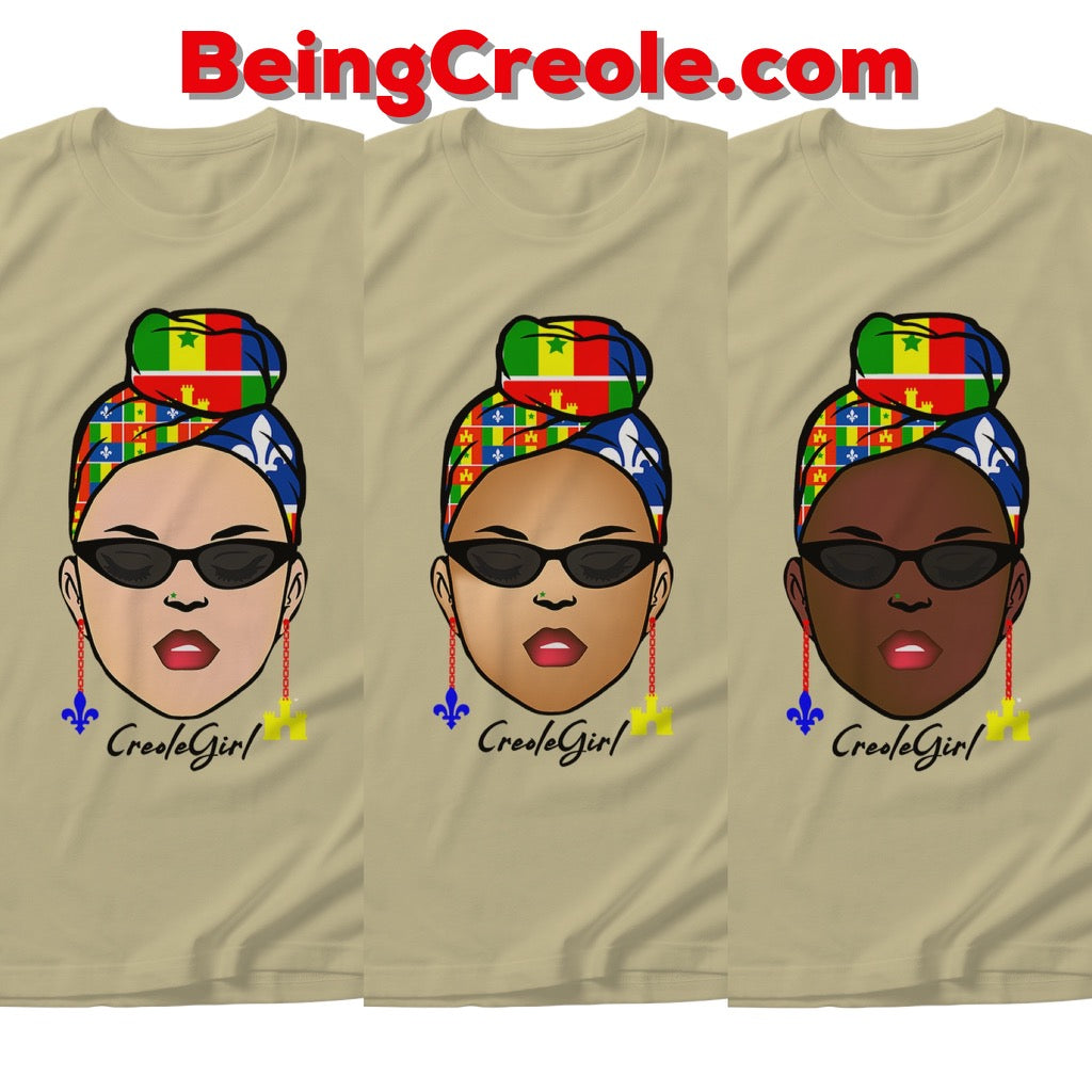 Creole Girl Head Wrap and Hues T-Shirt