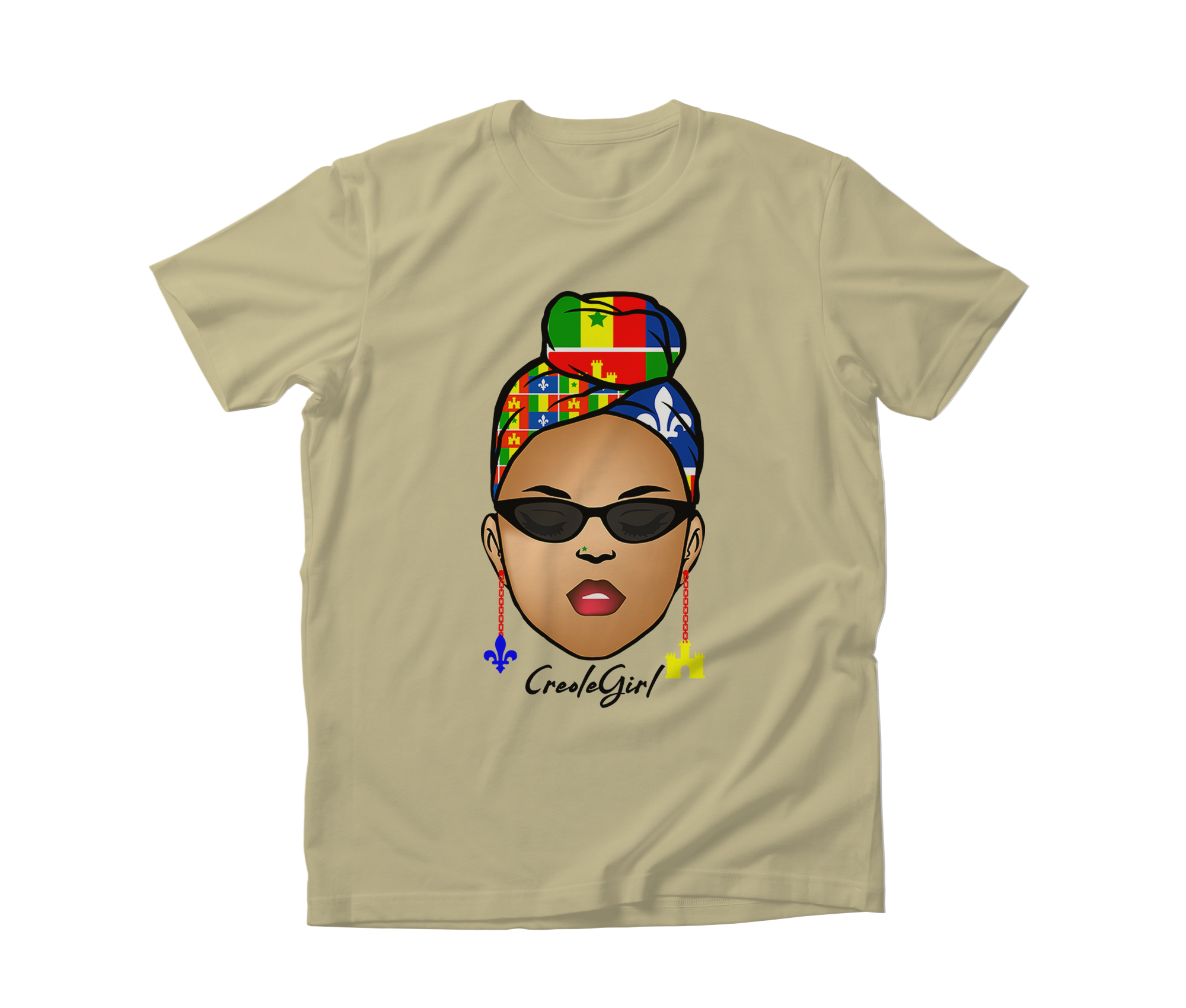 Creole Girl Head Wrap and Hues T-Shirt