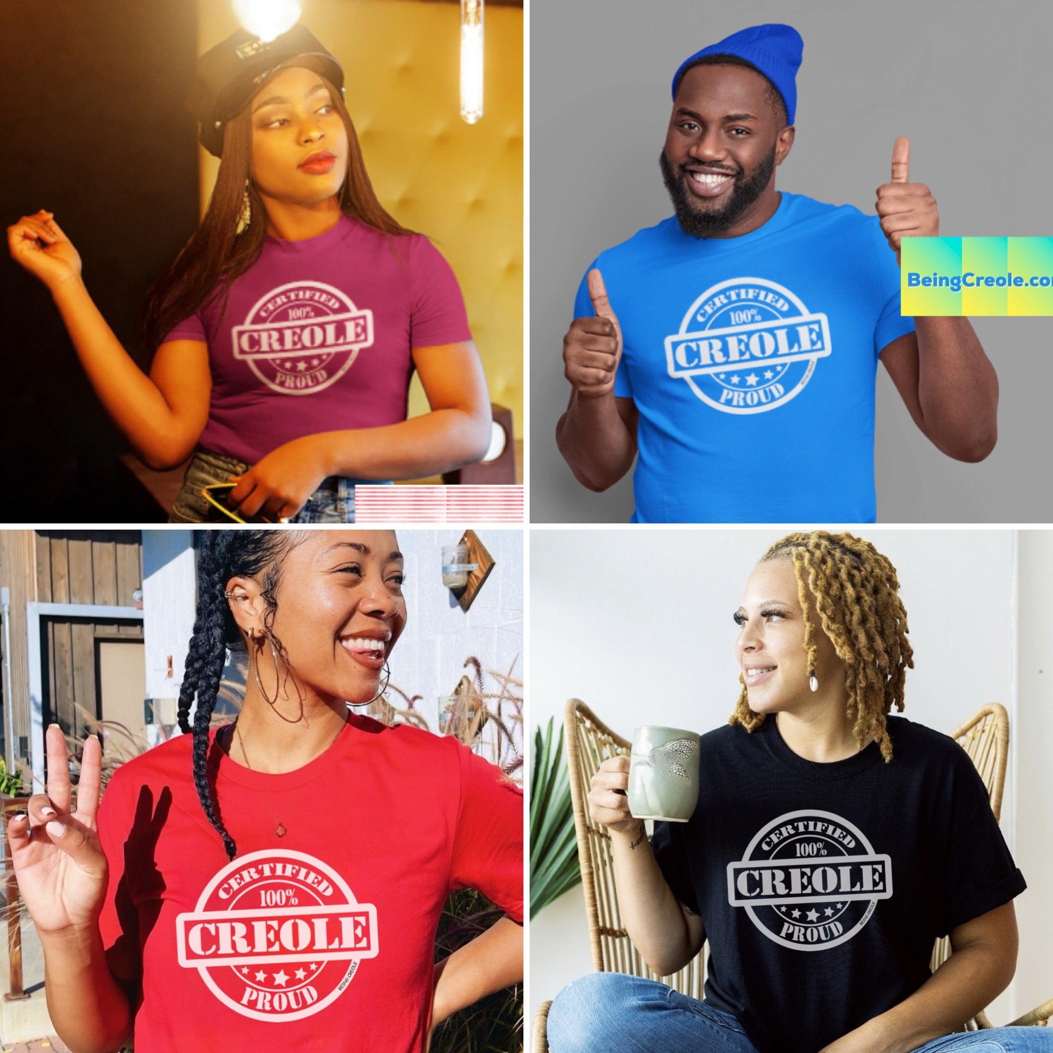 100% Creole Proud  T-Shirts (4 different colors)