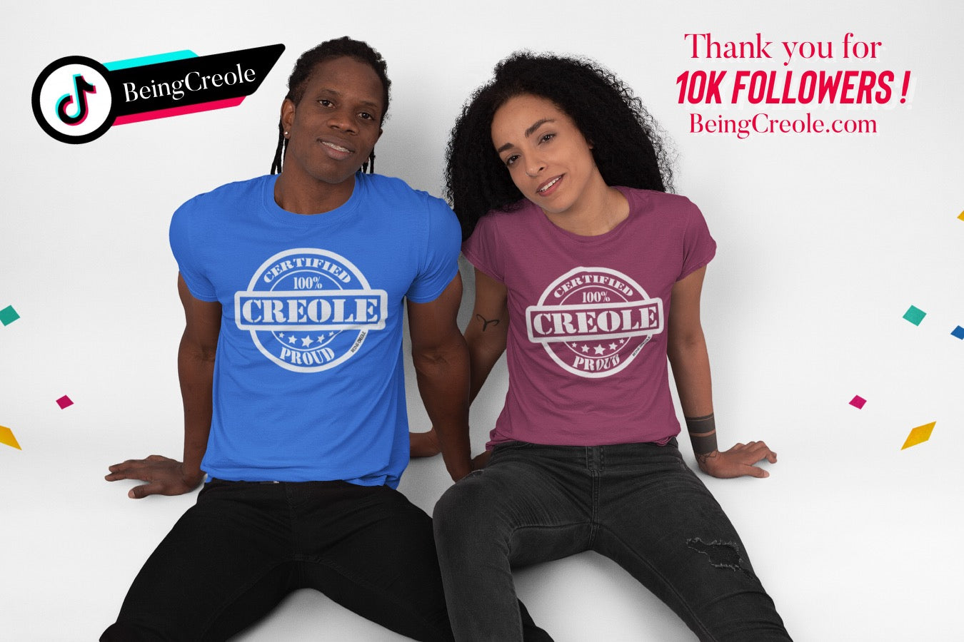 100% Creole Proud  T-Shirts (4 different colors)